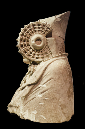 MADRID, SPAIN - CIRCA 2014: Lady of Elche on black isolated background is the most important  piece of Iberian art. Produced in the fourth century B.C. Was discovered in 1897 at L'AlcÃºdia, an archaeological siteのeditorial素材
