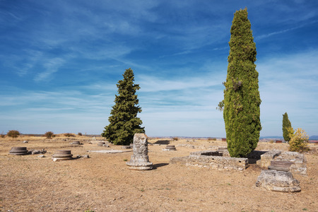 Ruins of the ancient roman colony Clunia Sulpicia, in Burgos, Spain.の写真素材