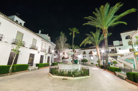 MIJAS, SPAIN - APRIL 30: Mijas village at night on April 30, 2014. Mijas Is a famous touristic town in costa del sol, Malaga province, Andalusia, Spain.のeditorial素材