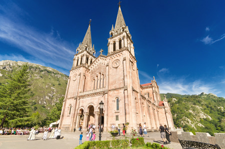 COVADONGA, SPAIN - SEPTEMBER, 04 : celebrating a mass at Covadonga Basilica in Asturias, Spain on September 4, 2014.のeditorial素材