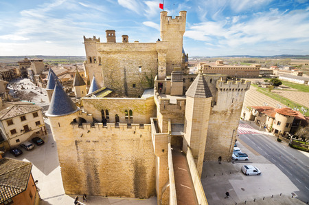 OLITE, SPAIN - APRIL 1: Scenic view of the famous Olite castle on April 1, 2015 in Navarra, Spain.のeditorial素材