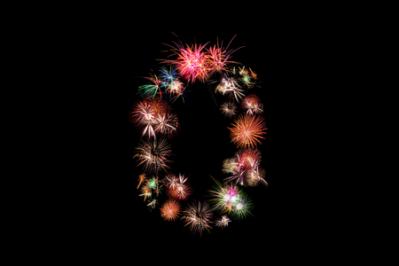 Number 0. Number alphabet made of real fireworksの写真素材