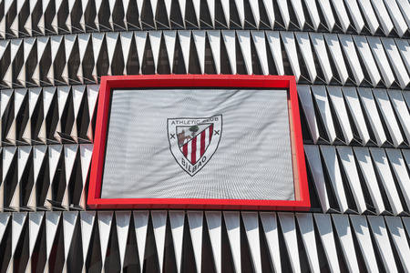 Bilbao, Spain - January 4, 2017: Detail of San Mames stadium facade on january 4, 2017. Is the stadium of Athletic de Bilbao football club, is located in Bilbao, Spain.のeditorial素材