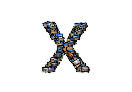 Letter X uppercase font shape alphabet collage made of my best landscape photographs. Version 2.の写真素材