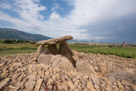 Megalithic Dolmen Chabola de la Hechicera, in La Guardia, Basque Country, Spain.の写真素材