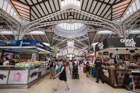 Valencia, Spain - July 26, 2017: Interior of famous central market on July 26, 2017 in Valencia, Spain.のeditorial素材