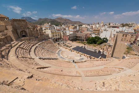 Roman amphitheater in Cartagena city, Murcia, Spain.のeditorial素材