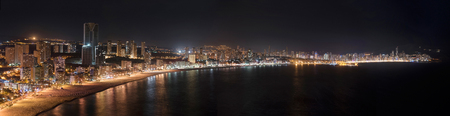 Night Panorama of Benidorm city skyline, in Alicante province, Spain.の写真素材