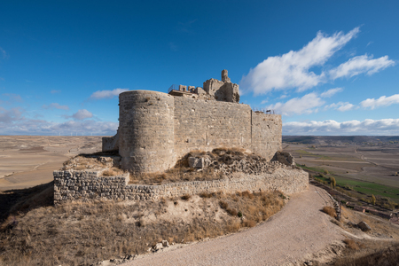 Ruins of the ancient medieval castle of Castrojeriz, Burgos province, Spain.のeditorial素材