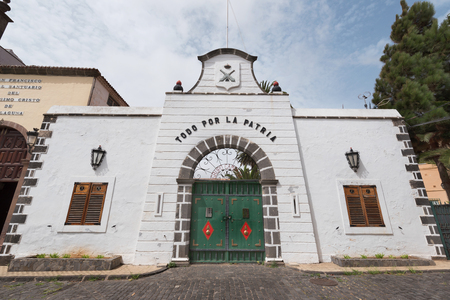 San Cristobal de la Laguna, Spain - August 20, 2016:  Historical buildings in city downtown on August 20, 2016 in La Laguna, Tenerife, Spain.のeditorial素材