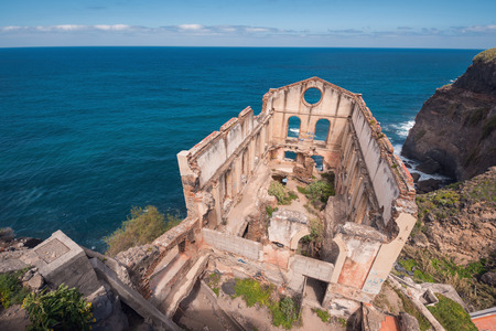 North Tenerife island coastline and abandoned ruins la Gordejuela.の写真素材