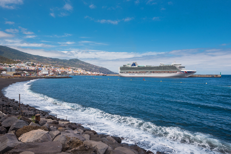 La Palma, Spain - May 31, 2018: Santa Cruz de la Palma Cityscape and P & O Cruise docked in Santa Cruz de La Palma harbor on May 31, 2018のeditorial素材