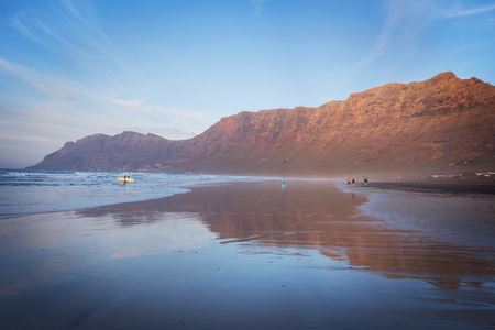 Famara beach in Lanzarote, Canary islands, Spain.の写真素材