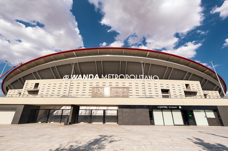 Madrid, Spain - July 15, 2018 - Wanda Metropolitano stadium in Madrid, Spain. Wanda Metropolitano is the new stadium of Atletico de Madrid, Spanish football club.のeditorial素材