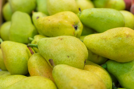 Fresh pears in the supermarket shallow dofの写真素材