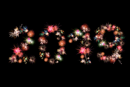 Happy new year 2018 fireworks colorful