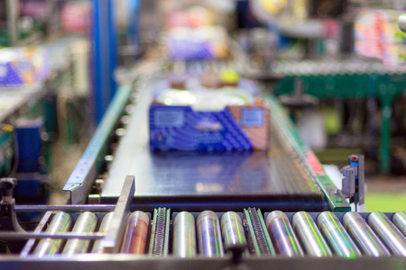 Conveyor belt in packaging line, food industry.
