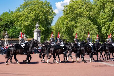 London, United Kingdom - May 12, 2019: The British Household Cavalry during the change of guard on...