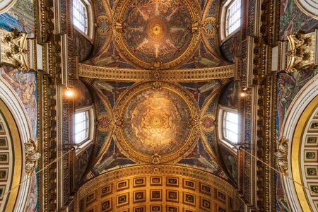 London, United Kingdom - May 12, 2019: Inside St Pauls Cathedral in London, interior building details. It is an Anglican cathedral, the seat of the Bishop of London and the mother church of the Diocese of London.のeditorial素材
