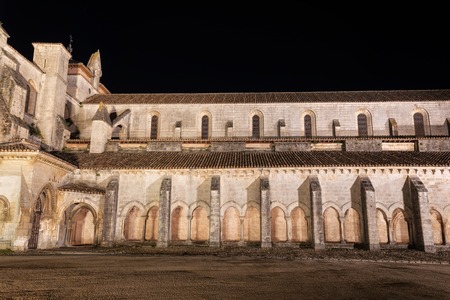 Night scene of Monasterio de las Huelgas - Burgos.  Abbey of Santa Maria la Real de Las Huelgas - Burgos, Castile and Leon, Spain.の写真素材