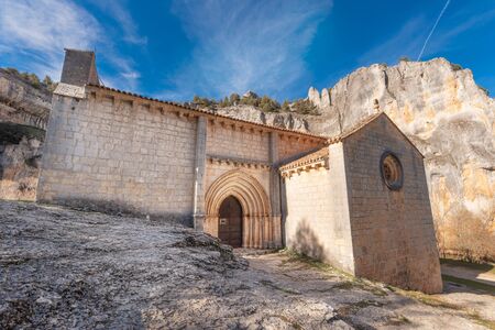 Hermitage Of San Bartolome, Canyon Of The River Lobos, Soria, Castilla Y Leon, Spain.の写真素材