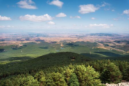 View of green valleys of Aragon region from the moncayo mountain. Natural environment in summer season.の写真素材