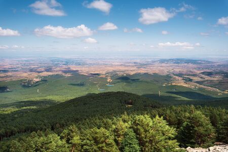 View of green valleys of Aragon region from the moncayo mountain. Natural environment in summer season.の素材 [FY310128872364]