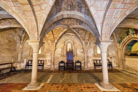 Aragon, Spain - August 11, 2019: Interior of famous cistercian monastery of Veruela, in Aragon, Spain.のeditorial素材