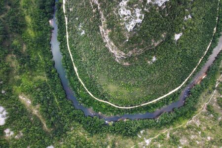 Aerial view of Ebro river canyon in Burgos, Spain.