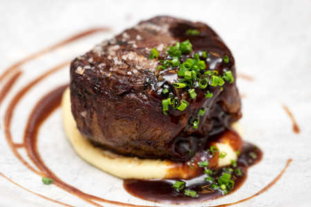 Medium Rare Fillet Mignon Steak with Herb Garlic Butter
