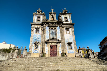 Saint Ildefonso church facade at Porto, Portugalの写真素材