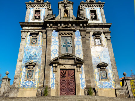 Saint Ildefonso church facade at Porto, Portugalの写真素材
