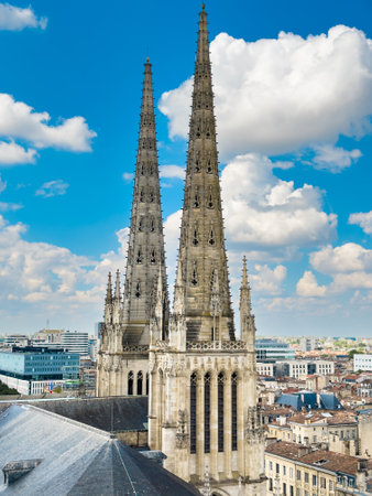 Close up detail of Saint Andrew Cathedral in Bordeaux, France.の写真素材
