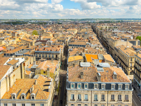 Panoramic aerial view of Bordeaux in a beautiful summer day, Franceの写真素材