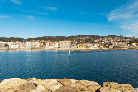 Panoramic view of Sanxenxo in summer, famous touristic destination in Galicia, Spain.の写真素材