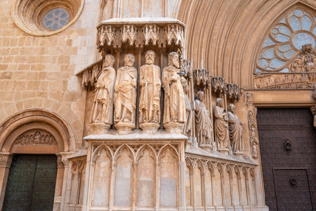 Facade of Tarragona Cathedral, Catalonia, Spain.