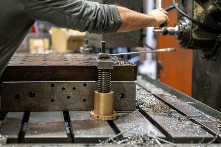 Professional metalworker at the manufacture workshopの写真素材
