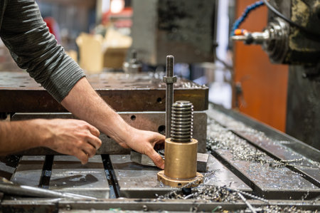 Professional metalworker at the manufacture workshopの写真素材