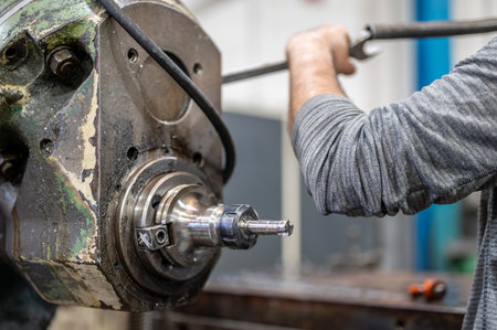 Professional metalworker at the manufacture workshopの写真素材