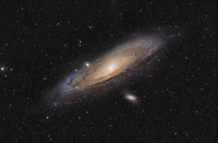 Andromeda Galaxy, M31. Long exposure and high resolution image, captured with an astronomic refractor Telescopeの写真素材