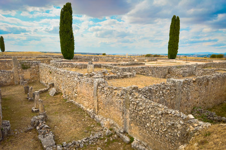 Ruins of the old Roman colony Clunia Sulpicia in Burgos, Castile and Leon, Spain.の写真素材