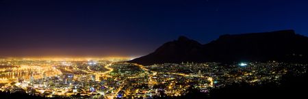 Panorama of capetown at nightの写真素材