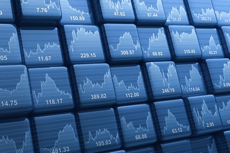 Digital generated group of cubes with share prices Digital generated group of cubes with share prices