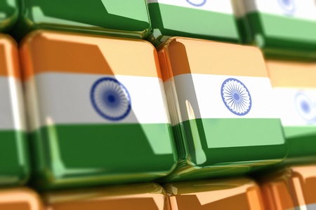Big pile of cubes with indian flagの写真素材