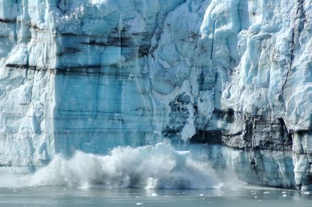 Calving, Tidewater Margerie Glacier, Glacier Bay National Park, Alaskaの写真素材