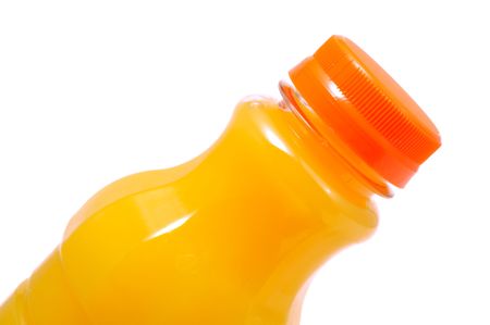 Orange Juice in a Bottle Isolated on Whiteの写真素材
