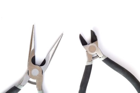 Needle-nose Pliers and Side Cutters Isolated on White