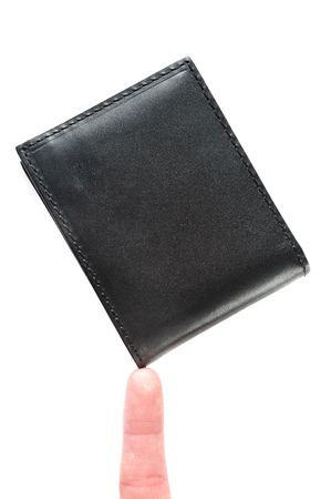 A Black Wallet Balanced on a Finger