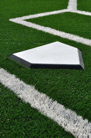 Home Plate on Baseball Field with Artificial Turfの写真素材