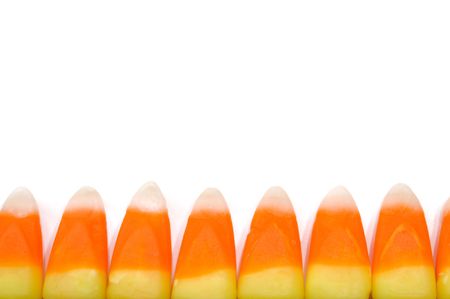 Row of Candy Corn for a Border Isolated on White